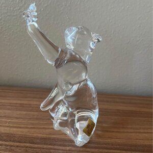 Vintage Crystal Bleikristal Cat and Butterfly Paperweight Figurine‎